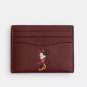 Coach X Disney Flat Card Case Leather Minnie Mouse CR375 NWT
